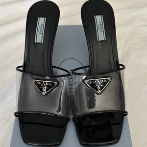 Prada Black and Clear Women's Mini Heels